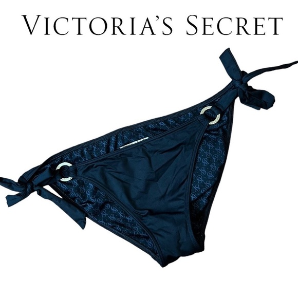Victoria's Secret Swim Victorias Secret Black Tie Side String Gold